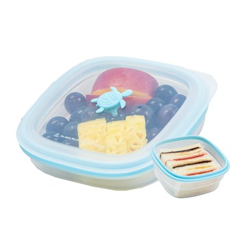 【仁舟淨塑】正方藍矽龜900ml_2.0款 | 矽密盒/保鮮盒/微波便當盒/矽膠餐盒