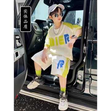 男裝男童夏裝套裝2025新款兒童夏季短袖運動服網紅薄款中大童夏款