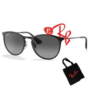 RayBan 雷朋 亞洲版 時尚圓框太陽眼鏡 RB3539 002/T3 54mm 黑框漸層灰偏光 公司貨(贈RAY BAN托特包)