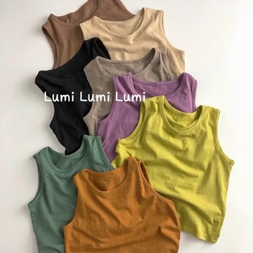 （80~130）現貨 Lumi小鹿米 🍄🍄 兒童無袖 柔軟透氣 寬鬆版 百搭竹節棉小背心 夏 兒童背心 A141