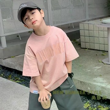 兩千人收藏~T恤新款純棉夏裝兒童短袖男童上衣夏季洋氣半袖中大童 T恤 韓版 中小童 百搭 印花上衣 短袖T恤 男童上衣