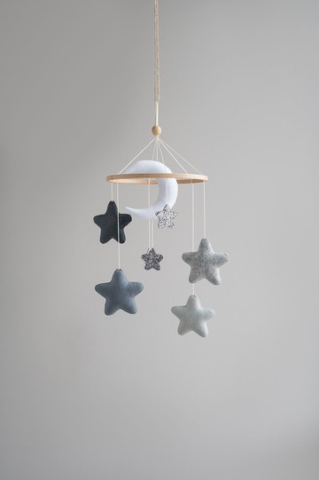 Moon and Stars 嬰兒手機，兒童房裝飾中性，蒙台梭利手機