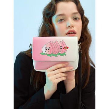 伴個子爵YIZI原創設計皮革漸變刺繡單肩斜跨背包女休閑文藝小方包