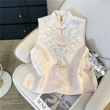 【巴黎精品】現貨+預購 新中式 唐裝上衣中國風馬甲-重工刺繡立領背心女外套3色a1jf22