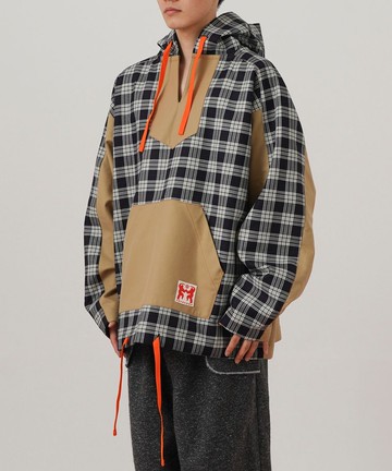 格紋撞色巴哈襯衫連帽外套