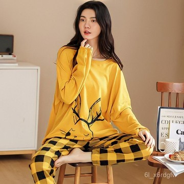 大碼家居服 多色可選 5XL 春秋長袖睡衣 家居服女 睡衣女 休閒寬鬆家居服 可愛睡衣 可外穿家居服 圓領長袖家居服