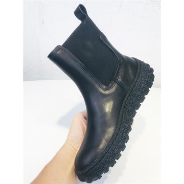 西班牙秋冬新款瘦瘦靴平底切爾西中筒女雪地靴毛里加厚底彈力防滑