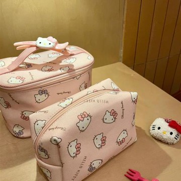 helloKitty可愛印花大容量手提化妝包便攜式洗漱手提包防水收納包