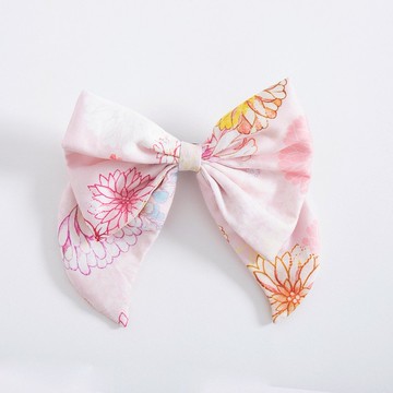 【波麗印花】花花小蝴蝶結 彈簧夾 髮飾 絢天香 粉色