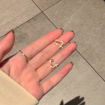 精致小巧鋯石愛心耳釘耳夾女生無耳洞耳環簡約百搭氣質耳飾高級