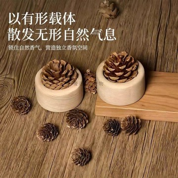 免運💥【臺灣倉出貨】松果擴香木天然實木擴香木創意無火香薰車載桌面高級擺件精油擴香