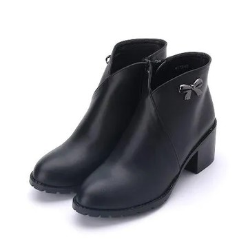 23 RIN RIN V口蝴蝶結釦靴 黑 女鞋