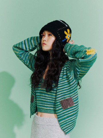 Hand-stitched Wool Blend Bucket Hat [Black]