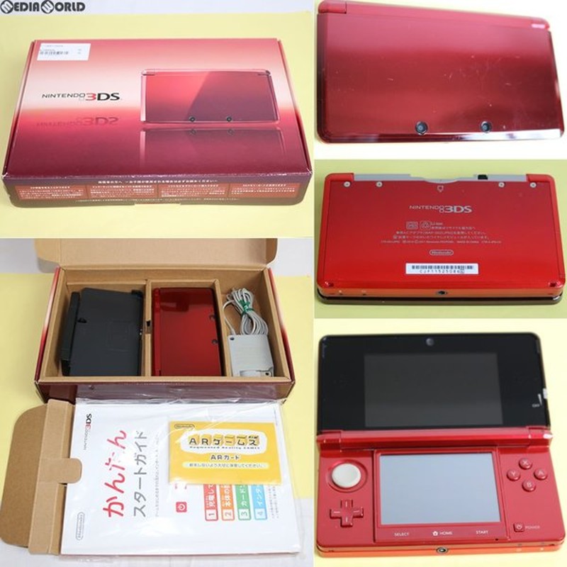 任天堂ニンテンドー3DS フレアレッド【箱付き完品】SDカード、マリオ 