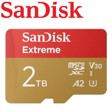 SanDisk 2TB 240MB/s Extreme U3 microSDXC UHS-I V30 A2 記憶卡