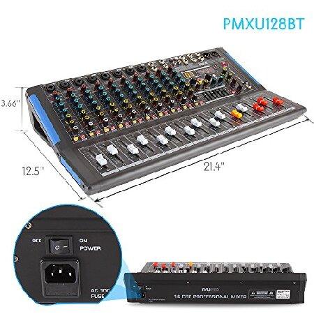 Pyle 12-Channel Bluetooth Studio Audio Mixer DJ Sound Controller Interface w  USB Drive for PC Recording Input, RCA, XLR Microphone Jack, 48V Power,