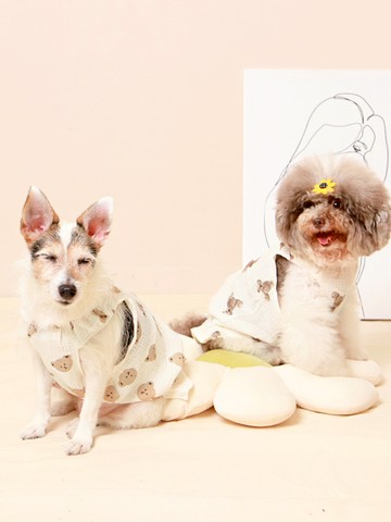 居家可愛小熊荷葉邊背心寵物衣