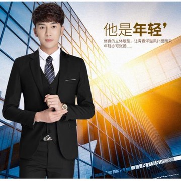 05廠家新款西服套裝男士三件套商務正裝職業西裝青年修身禮服