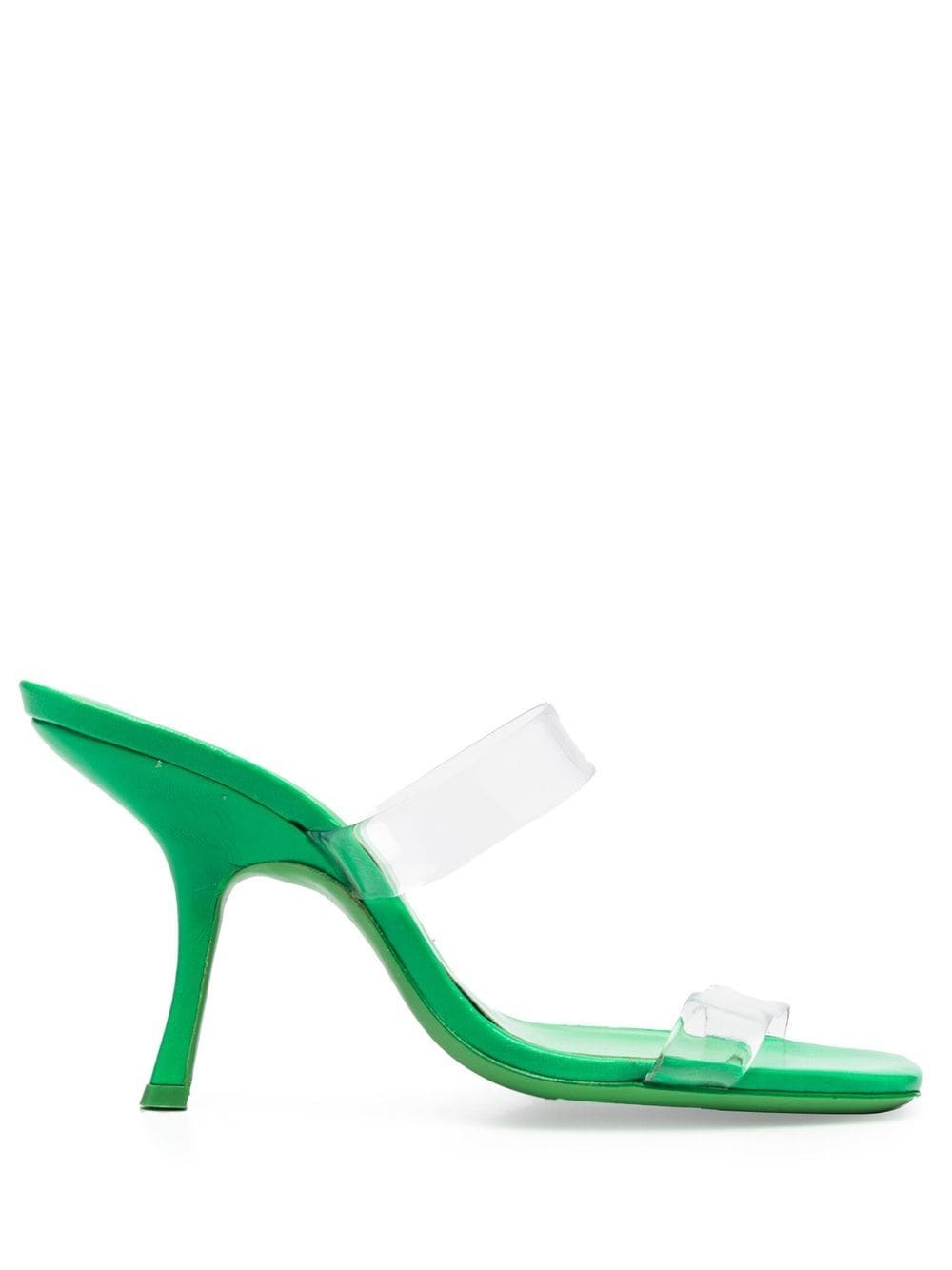 BY FAR - Clara 100mm square-toe sandals - women - LeatherPVC/Leather - 41 - Green