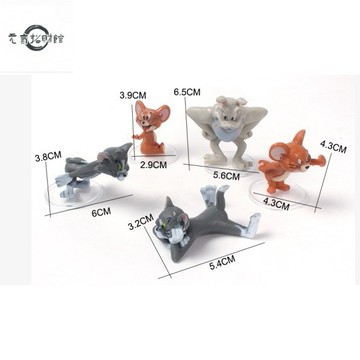 元氣招財 新品上市 5 件 / 套卡通貓湯姆和傑瑞和老鼠迷你 Pvc 可動人偶模型玩具娃娃 收藏品