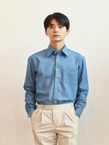 Light Denim Solid Shirt_Blue