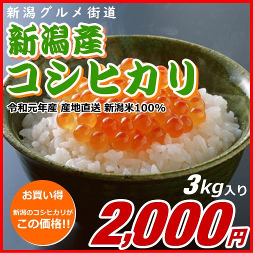 コシヒカリ 2000円分（3キロ） 新潟米 お米 新潟産 産地直送 米 コメ お歳暮 自宅用 ギフト 贈答 贈り物