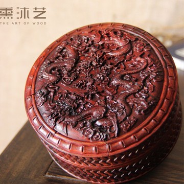首飾盒實木雙龍戲珠紅木飾品盒紫光檀紅酸枝結婚禮盒中式禮品盒
