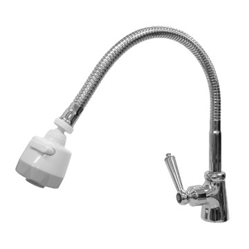 雙手萬能 鵝頸兩段出水軟管龍頭 360度旋轉  銀色