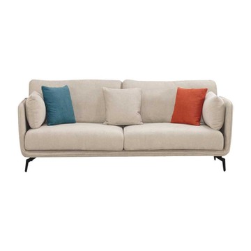 Boden-雷斯淺灰色布沙發三人座/沙發椅-附抱枕-213x89x66x42cm