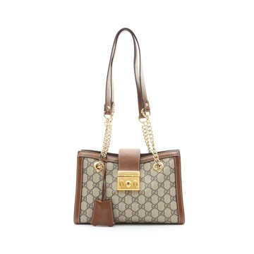 GUCCI 古馳 Padlock 肩背包 棕色 GG Supreme 帆布 498156 【二手名牌BRAND OFF】