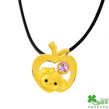 幸運草 猴平安黃金/水晶墜子 送項鍊