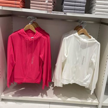 UPF50+女裝防紫外線網眼拉鏈連帽開衫長袖外套防曬衣E456261