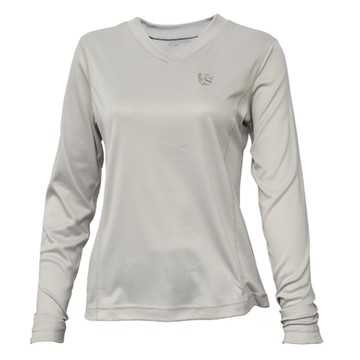 VITAL ENERGY 女中空快乾保暖V領衫(淺灰)