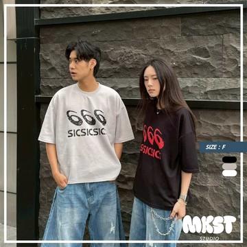 【MKST.STUDIO】666印花寬短版TEE 情侶T 短T 男生短袖 情侶裝 印花上衣 夏季短系 韓系男裝