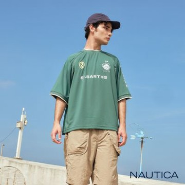 Nautica 官方旗艦 男裝 世足限定系列美式運動上衣-綠色