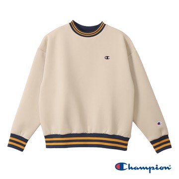 Champion 官方直營-CASUAL 寬版刺繡C標拼接羅紋上衣-女(米色)