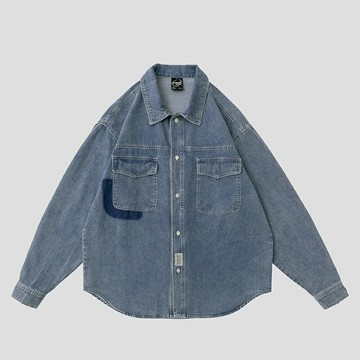 現貨+預購 美式牛仔襯衫長袖上衣經典牛仔外套-秋季翻領休閒男上衣74ge34【獨家進口】【米蘭精品】