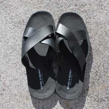 [ 新色限量30雙 ] Henry&Henry CROSS交叉休閒拖鞋(黑) 45/46