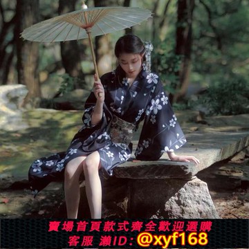 {可打統編 保固一年}和服改良女黑色日式中國風正裝傳統女裝拍照浴衣日本神明少女和服