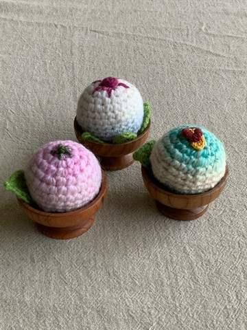 花見和菓子 針織手作 /附小木碟(不可拆)