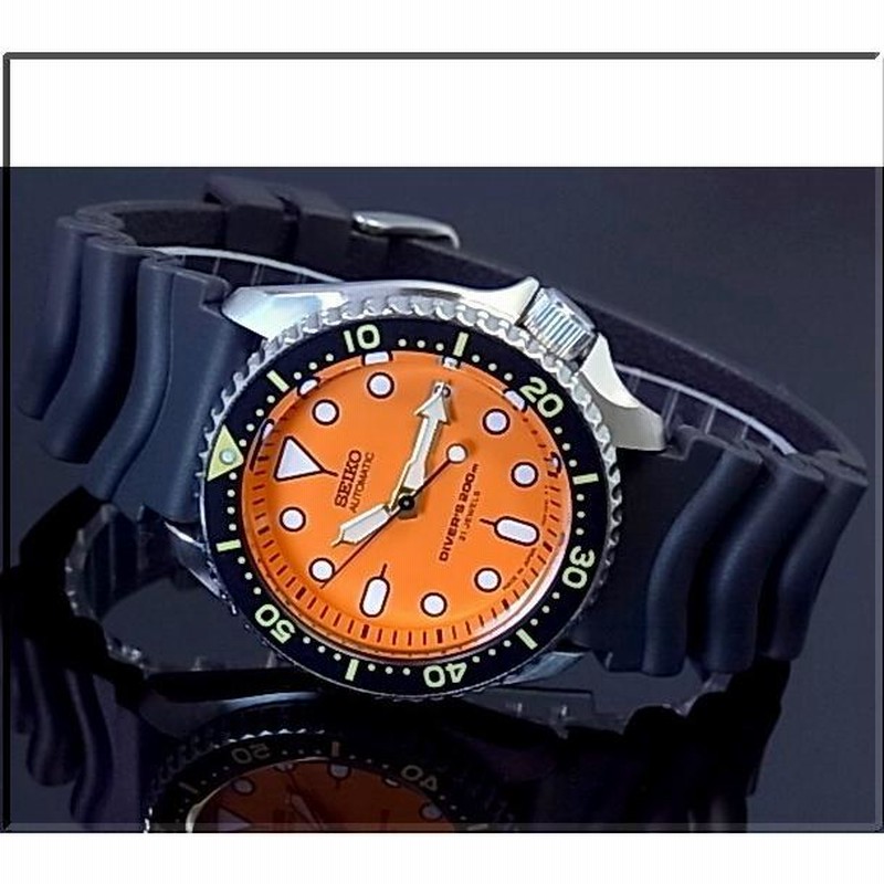 SEIKO Diver's watch セイコー ダイバーズ 自動巻 メンズ腕時計 ラバーベルト オレンジ文字盤 MADE IN JAPAN  SKX011J 海外モデル | LINEブランドカタログ