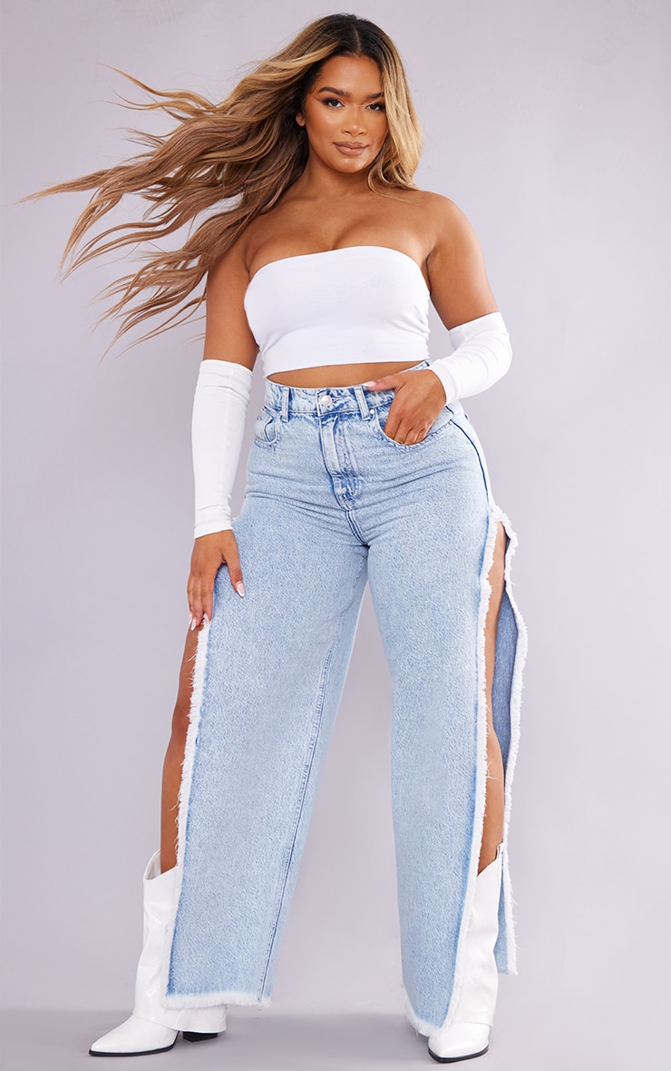 Split side hot sale jeans