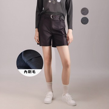 【MEDUSA】刷毛俐落修身皮感短褲 - 2色(M-XL) | 女皮短褲