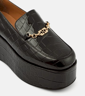 Ganni Croc-effect faux leather platform loafers