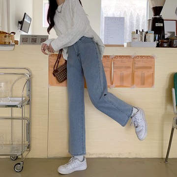 【太妮絲AA195】 現貨 韓系 超直筒長褲 直筒褲 高腰褲 直筒牛仔褲 牛仔長褲 長褲 直