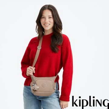 『牛角包』Kipling (網路獨家款)淺棕褐色小巧多層側背包-GABBIE MINI