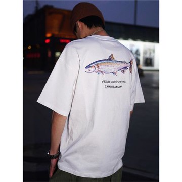 CAMPSEASON聯名James outdoorlife釣魚戶外手繪鮭魚 短袖T恤