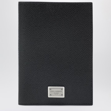 Black passport holder with logo plaque
