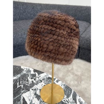 冬季男士保暖皮草帽子 中老年水貂編織柔軟護耳戶外爸爸貂皮帽子