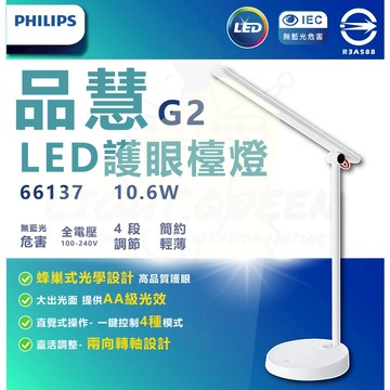 ✋  供應   🤚不用問有含稅 最新 飛利浦 PHILIPS  LED10.6W 第二代 品慧II檯燈 首選